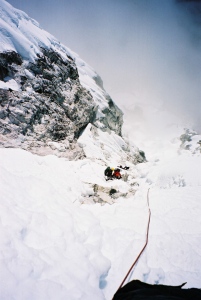 Descending the Couloir between camp 3 and camp 2