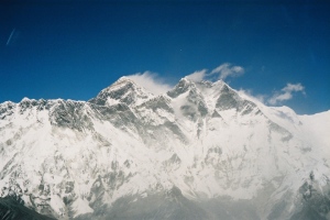 Everest and Lhotse from the summit of Ama Dablam