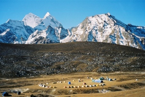 Our circle of tents at base camp (4520m)