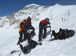 Burying the Cache at the top of the Headwall - at about 4900m