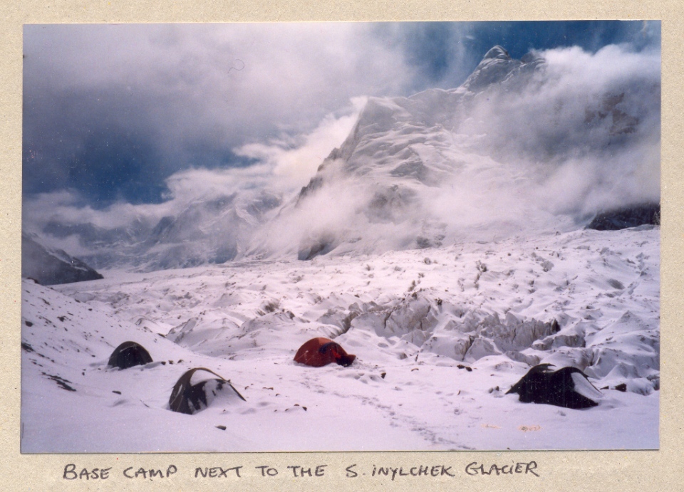 Khan Tenri base camp on the South Inlychek Glacier