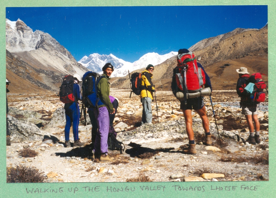 Trekking up the Hongu valley towards the Lhotse face