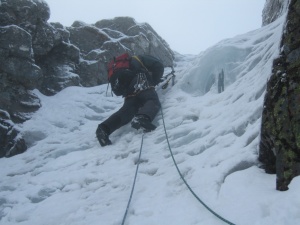 Steep ice south of Easy Gully, Aonach Mor