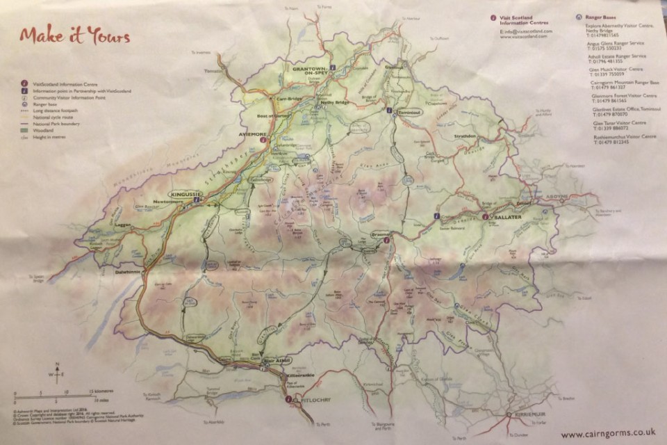 Cairngorms map and my route