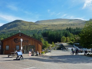 Aonach Mor gondola station, the finish of the World Cup Downhill course is on the right