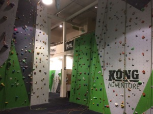Kong Adventure climbing wall in Keswick, there is also an indoor ice climbing room here and a caving section for kids