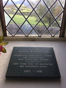 Wainwright memorial in St James` Church, Buttermere