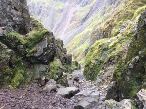 Looking down Lords Rake with what looks like the remains of the hanging pinnacle visible