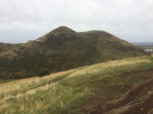 Looking back to Arthur`s Seat from Salisbury Crags, Edinburgh