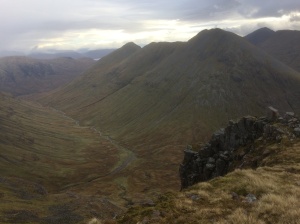 The Lairig Eilde and Buachaille Etive Beag tops from the climb up to Stob Coire Sgreamhach